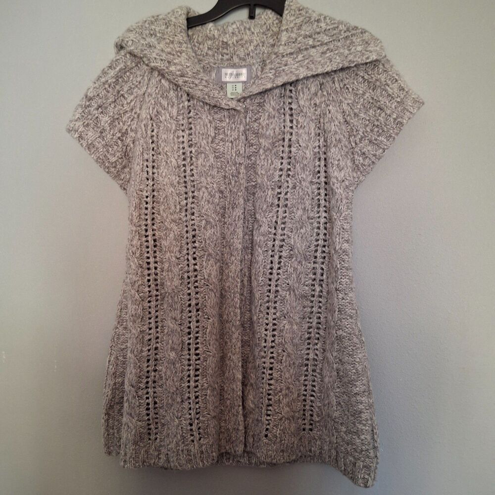 Motherhood Maternity Cardigan Women’s Medium Grey Knit Open Front Sweater - Picture 8 of 14